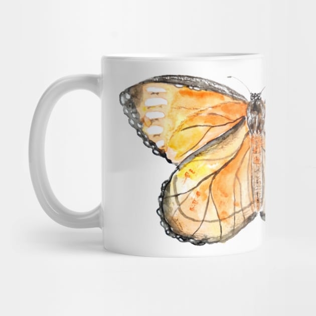 orange and black butterflies watercolor 1 by colorandcolor